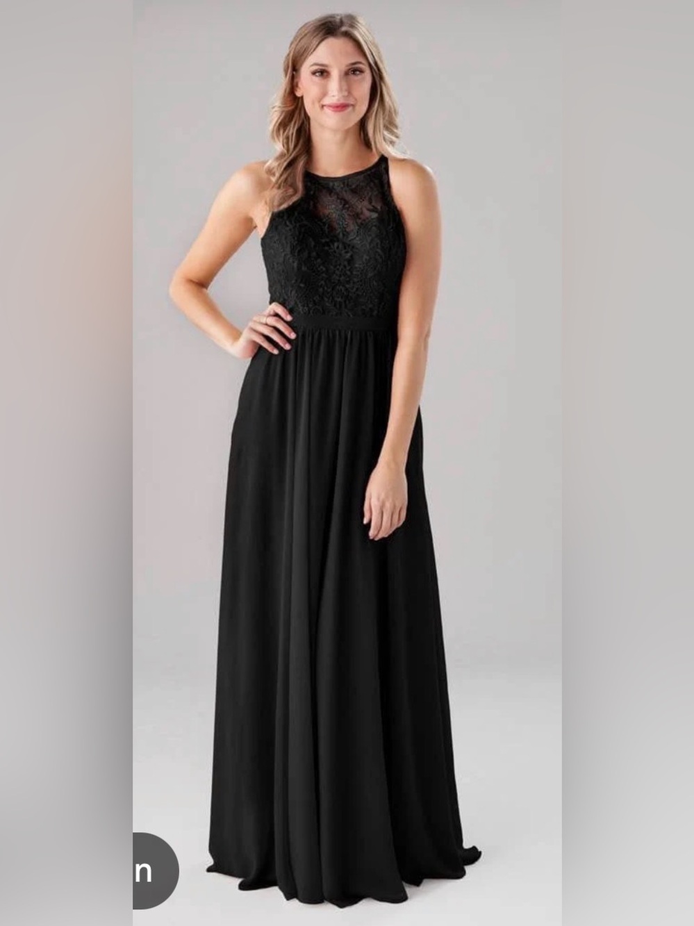 Black Lace Halter Maxi Dress — Sleek Evening Gown